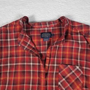 Pendleton Sleeveless Button Down Women XL Red Plaid Split Neck High Low Hem